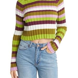 Abound Striped Ribbed Knit Sweater Size S